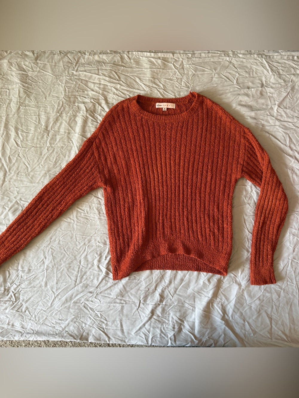 Crave Fame Ribbed Crewneck Sweater - Rust